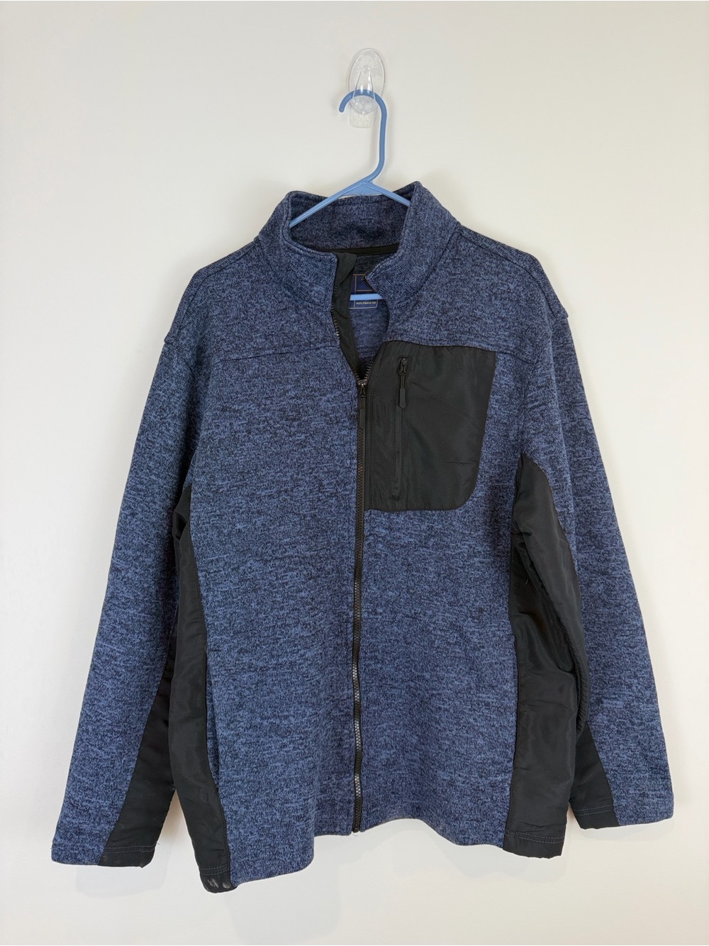 Rugby Univerity Men's Blue Black Full Zip Fleece Jacket-Size L